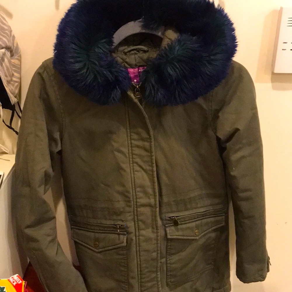 Aqua Girls Winter Coat with Faux Fur
